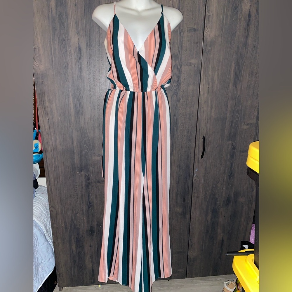 Striped Sleeveless Jumpsuit size L